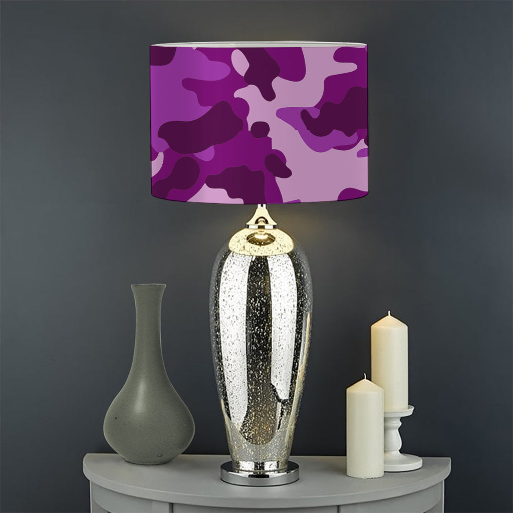 Dark Purple Camouflage Print Drum Lamp Shade
