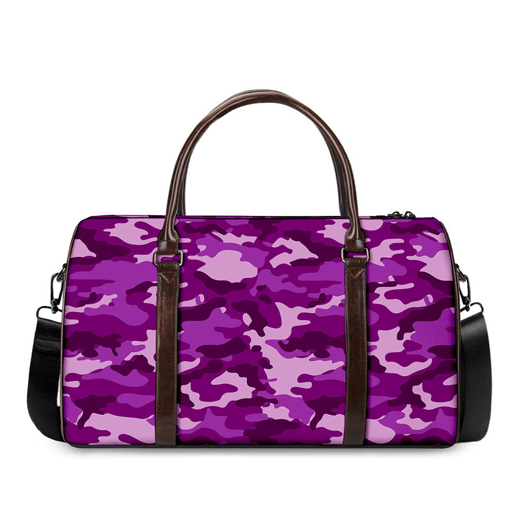 Dark Purple Camouflage Print Duffle Bag