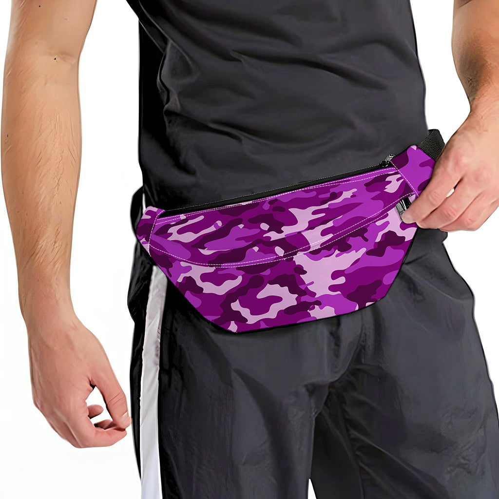 Dark Purple Camouflage Print Fanny Pack