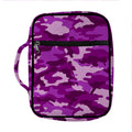 Dark Purple Camouflage Print Front Pocket Bible Bag