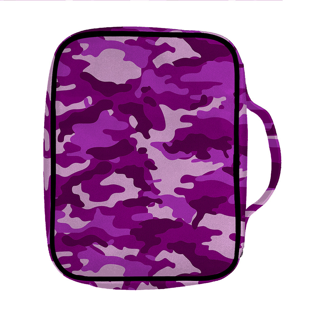 Dark Purple Camouflage Print Front Pocket Bible Bag