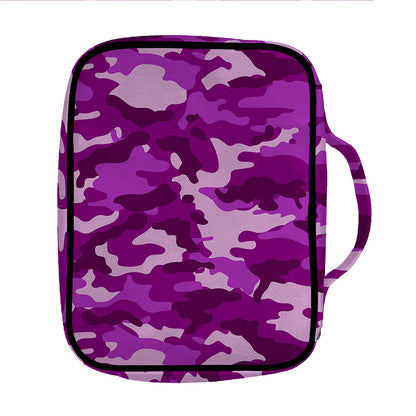 Dark Purple Camouflage Print Front Pocket Bible Bag