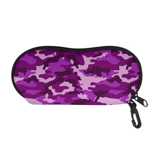 Dark Purple Camouflage Print Glasses Case