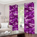 Dark Purple Camouflage Print Grommet Curtains