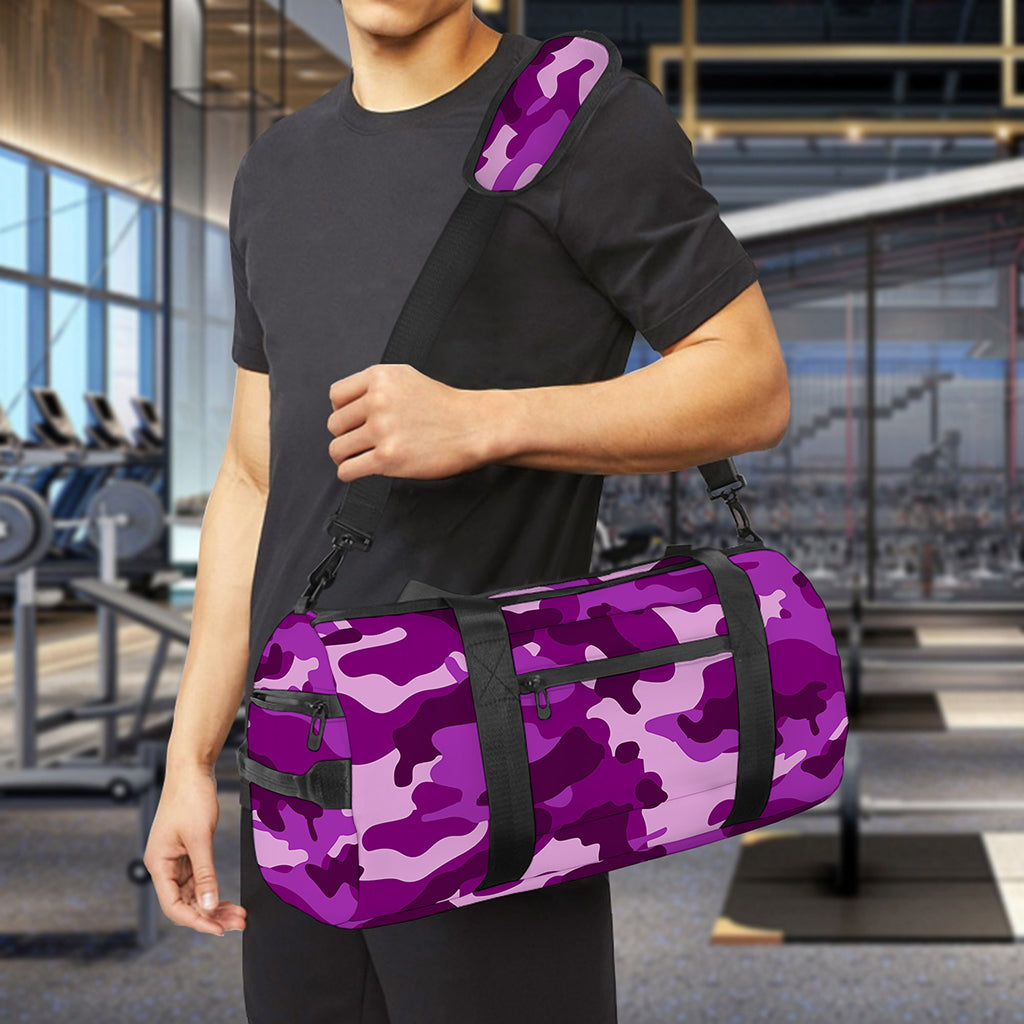 Dark Purple Camouflage Print Gym Bag