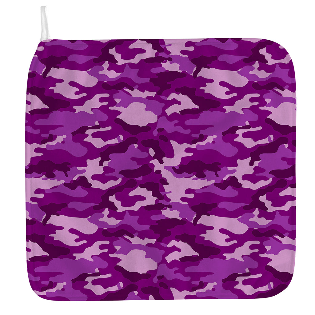 Dark Purple Camouflage Print Hand Towel