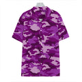 Dark Purple Camouflage Print Hawaiian Shirt