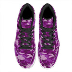 Dark Purple Camouflage Print High Top Leather Sneakers
