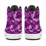 Dark Purple Camouflage Print High Top Leather Sneakers