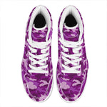 Dark Purple Camouflage Print High Top Leather Sneakers