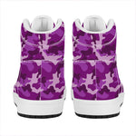 Dark Purple Camouflage Print High Top Leather Sneakers