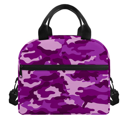 Dark Purple Camouflage Print Insulated Lunch Bag