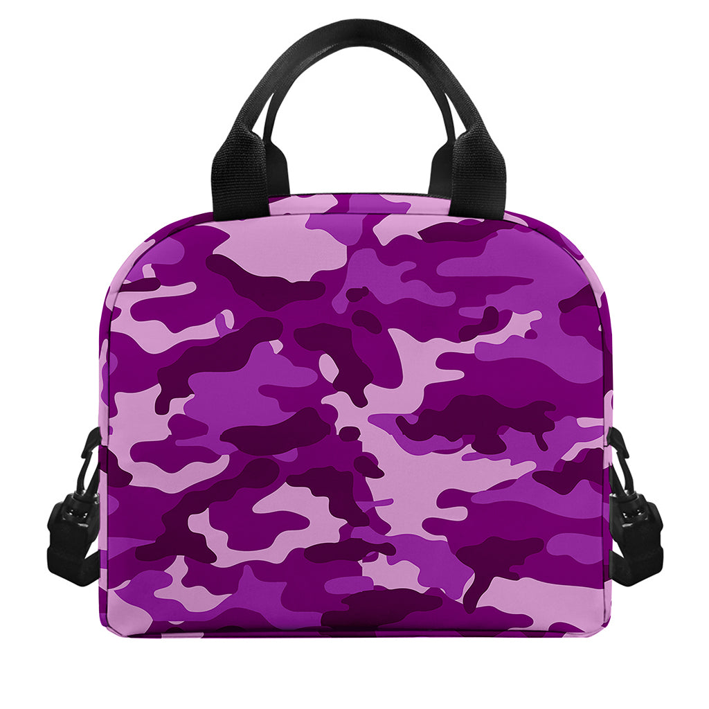 Dark Purple Camouflage Print Insulated Lunch Bag