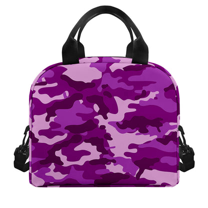Dark Purple Camouflage Print Insulated Lunch Bag