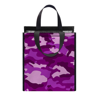 Dark Purple Camouflage Print Insulated Lunch Tote