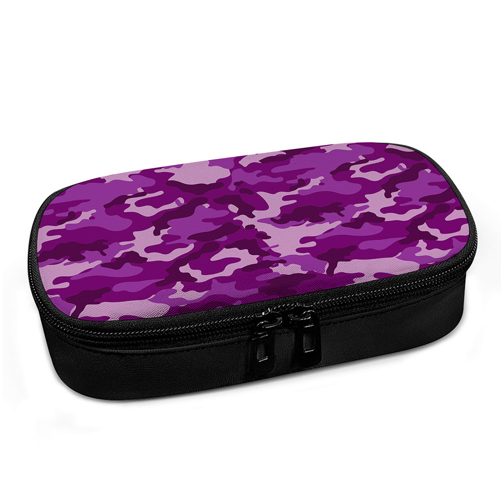 Dark Purple Camouflage Print Insulin Cooler Travel Case