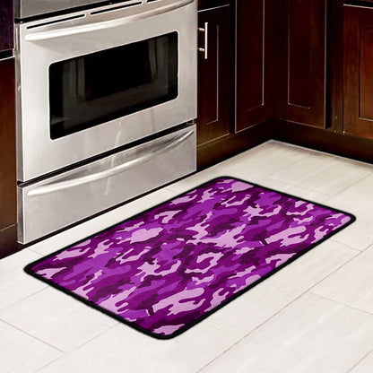 Dark Purple Camouflage Print Kitchen Mat