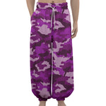Dark Purple Camouflage Print Lantern Pants