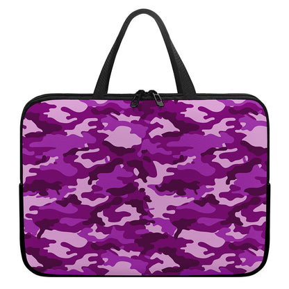Dark Purple Camouflage Print Laptop Sleeve With Handle