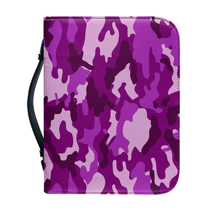 Dark Purple Camouflage Print Leather Bible Cover