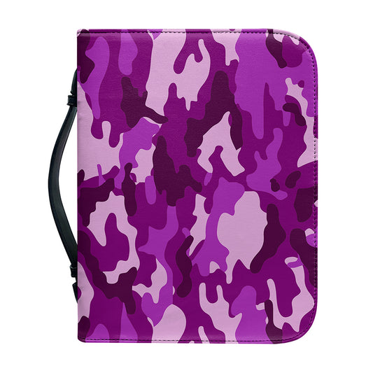 Dark Purple Camouflage Print Leather Bible Cover