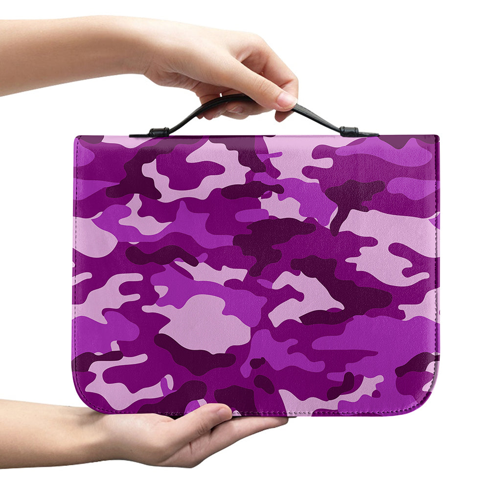 Dark Purple Camouflage Print Leather Bible Cover