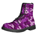 Dark Purple Camouflage Print Lace-Up Boots