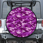Dark Purple Camouflage Print Leather Spare Tire Cover