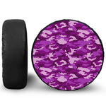 Dark Purple Camouflage Print Leather Spare Tire Cover