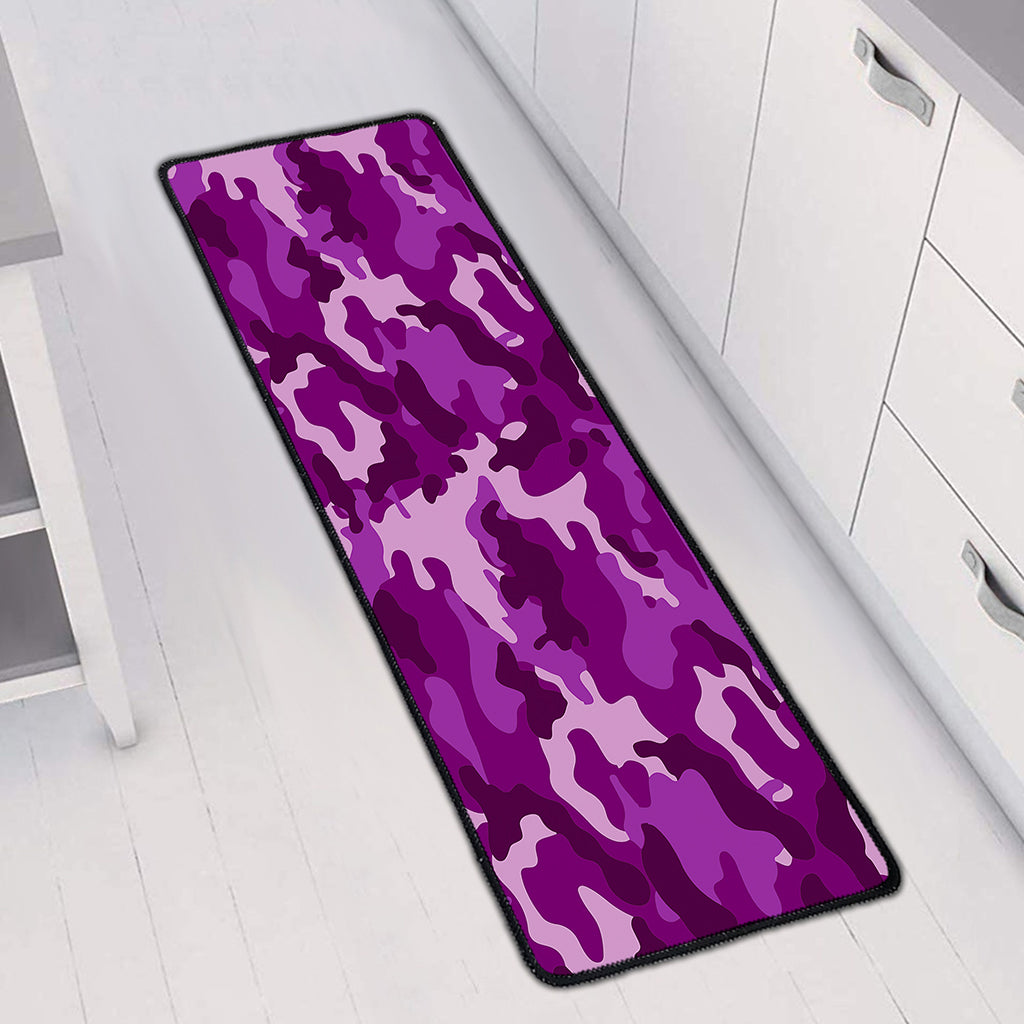 Dark Purple Camouflage Print Long Kitchen Mat
