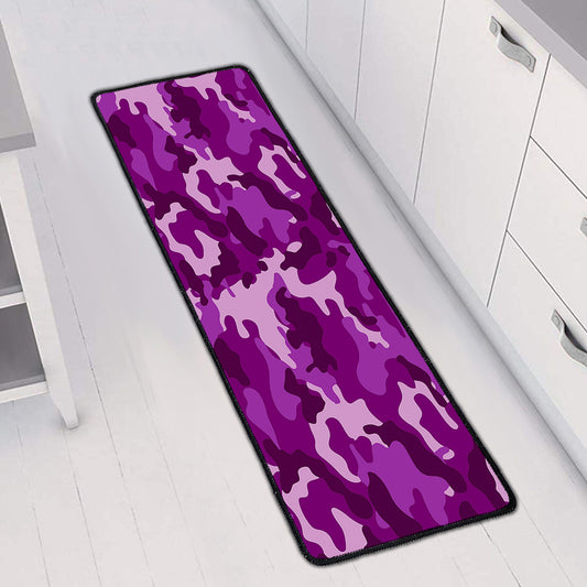 Dark Purple Camouflage Print Long Kitchen Mat