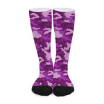 Dark Purple Camouflage Print Long Socks
