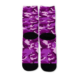Dark Purple Camouflage Print Long Socks