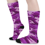 Dark Purple Camouflage Print Long Socks