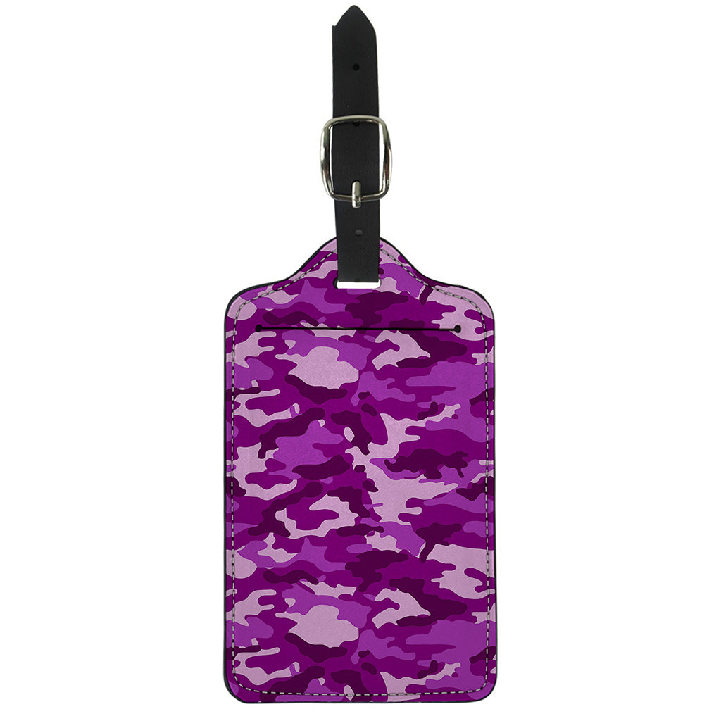Dark Purple Camouflage Print Luggage Tag
