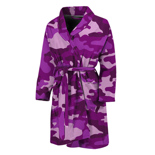 Dark Purple Camouflage Print Men's Bathrobe