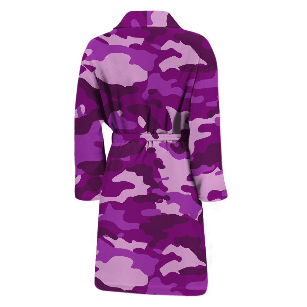 Dark Purple Camouflage Print Men's Bathrobe