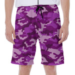 Dark Purple Camouflage Print Men's Beach Shorts