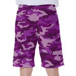 Dark Purple Camouflage Print Men's Beach Shorts