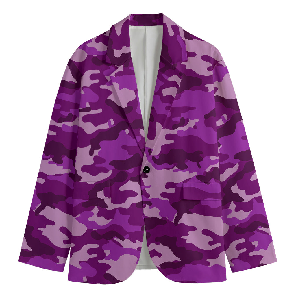 Dark Purple Camouflage Print Men's Blazer
