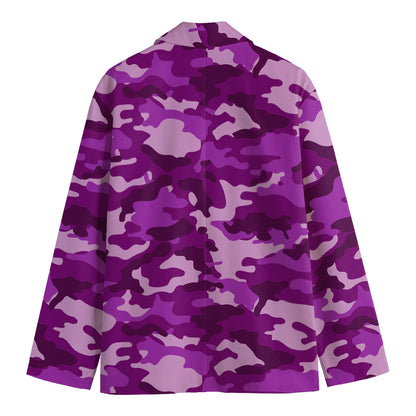 Dark Purple Camouflage Print Men's Blazer