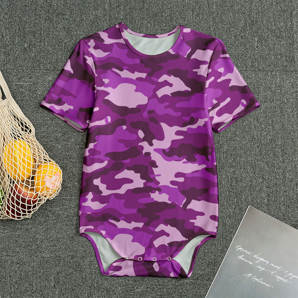 Dark Purple Camouflage Print Men's Bodysuit