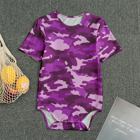 Dark Purple Camouflage Print Men's Bodysuit