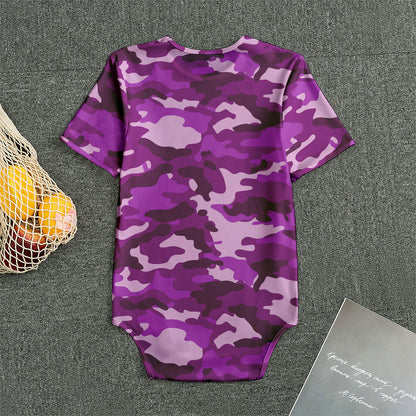 Dark Purple Camouflage Print Men's Bodysuit