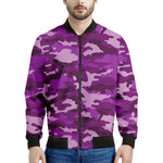 Dark Purple Camouflage Print Men's Bomber Jacket