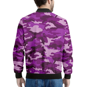 Dark Purple Camouflage Print Men's Bomber Jacket