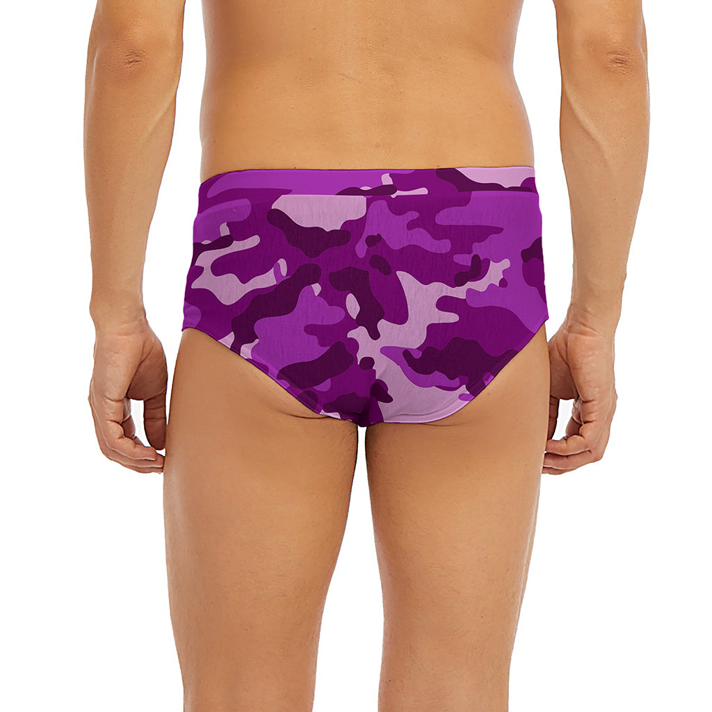 Dark Purple Camouflage Print Men's Briefs