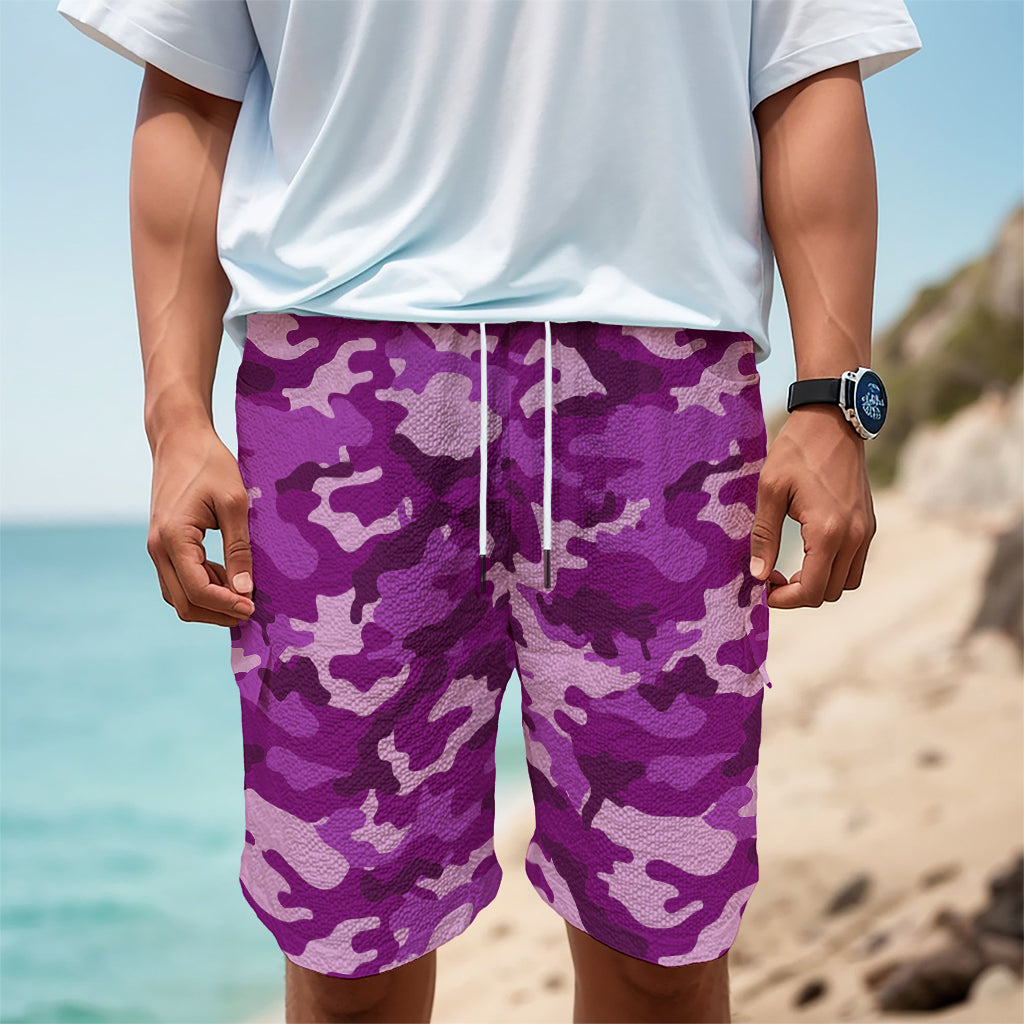 Dark Purple Camouflage Print Men's Cargo Shorts