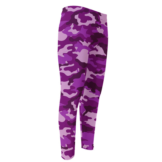 Dark Purple Camouflage Print Men's Compression Pants