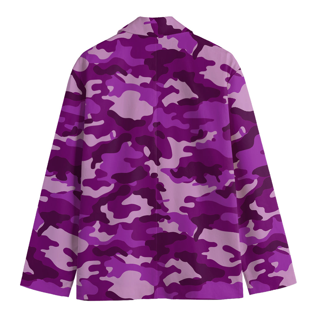 Dark Purple Camouflage Print Men's Cotton Blazer